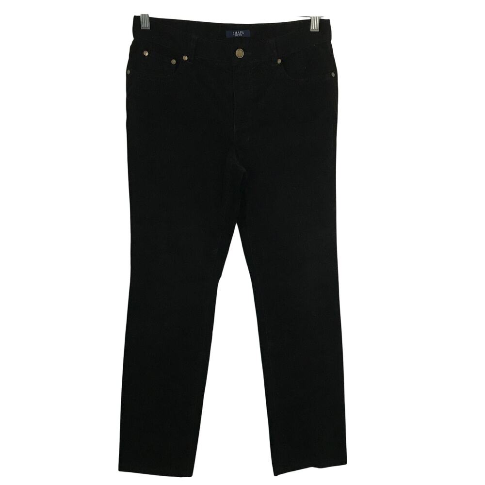 Chaps Pants Size 4 Womens Corduroy Black Straight Leg Excellent Condition Four